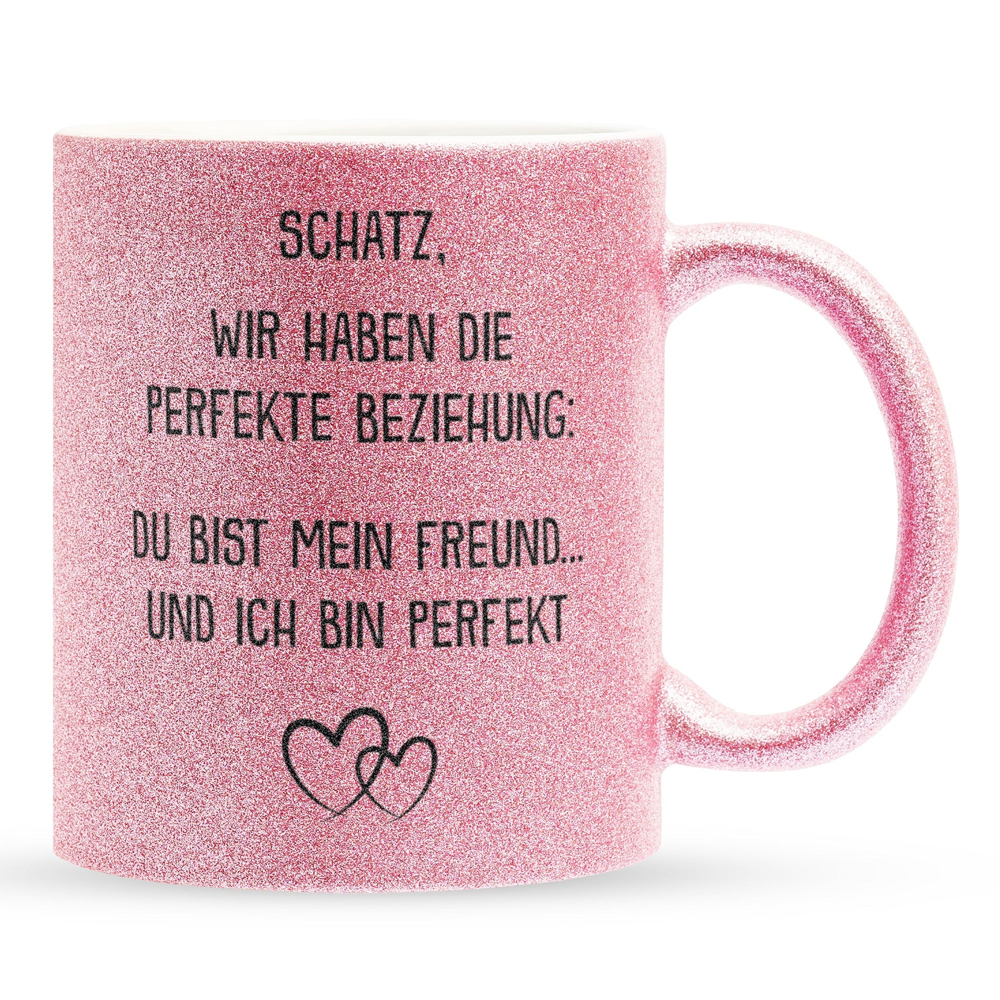 22Feels® Freund Geschenk zum Jahrestag, Valentinstag etc. - Glitzertasse mit Spruch (Pink, 320ml)-Glitzertasse Pink 320ml-22Feels