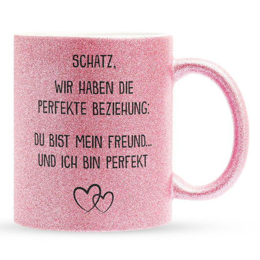 22Feels® Freund Geschenk zum Jahrestag, Valentinstag etc. - Glitzertasse mit Spruch (Pink, 320ml)-Glitzertasse Pink 320ml-22Feels