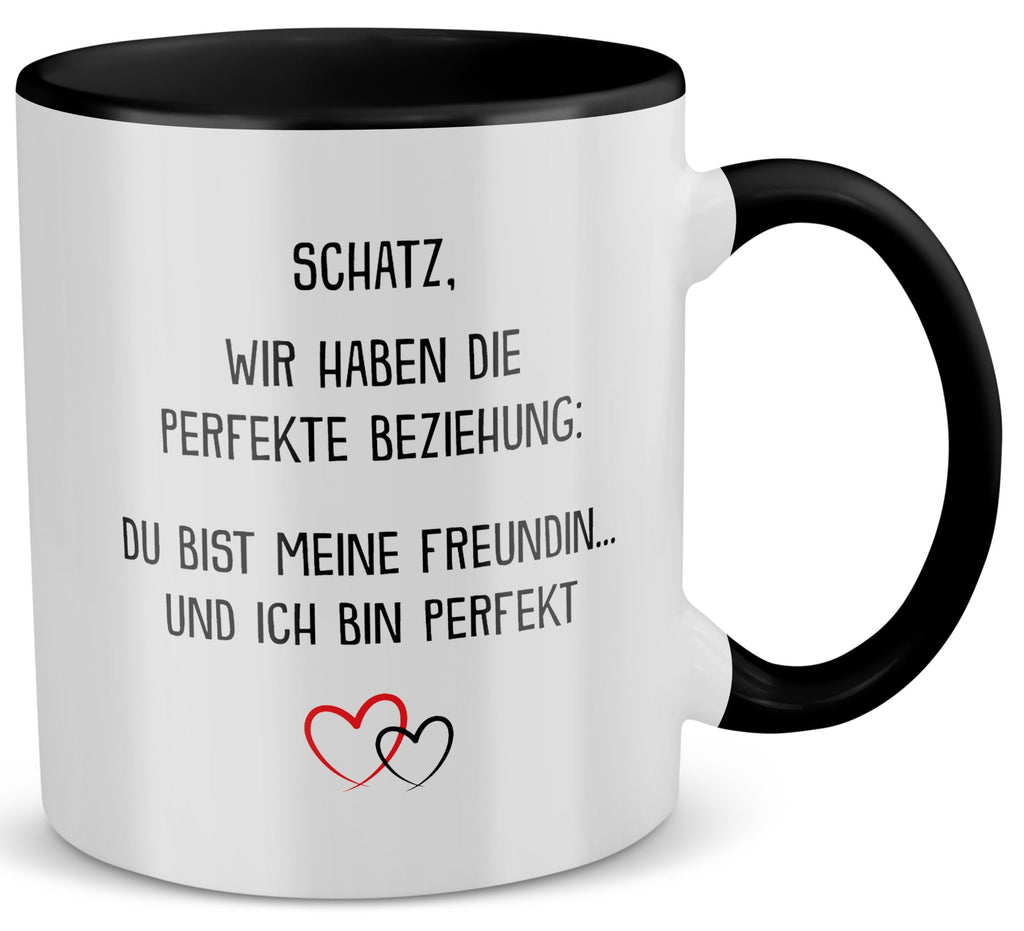 22Feels® Freundin Geschenk zum Jahrestag, Valentinstag etc. - Tasse mit Spruch (Weiss-Schwarz, 320ml)-TwoTone Tasse Weiss-Schwarz 320ml-22Feels