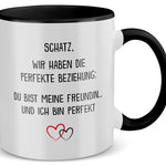 22Feels® Freundin Geschenk zum Jahrestag, Valentinstag etc. - Tasse mit Spruch (Weiss-Schwarz, 320ml)-TwoTone Tasse Weiss-Schwarz 320ml-22Feels