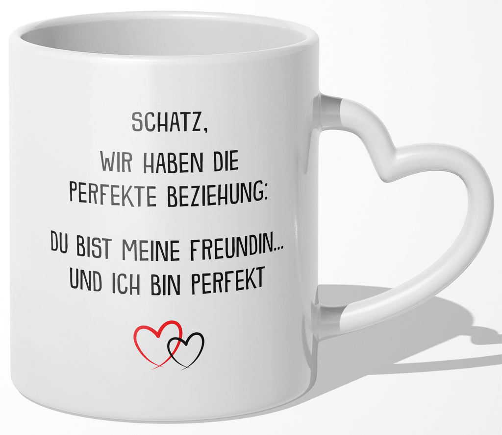 22Feels® Freundin Geschenk zum Jahrestag, Valentinstag etc. - Tasse mit Spruch (Herzhenkel, Weiss, 320ml)-Tasse Weiss Herzhenkel 320ml-22Feels