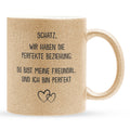 22Feels® Freundin Geschenk zum Jahrestag, Valentinstag etc. - Glitzertasse mit Spruch (Gold, 320ml)-Glitzertasse Gold 320ml-22Feels