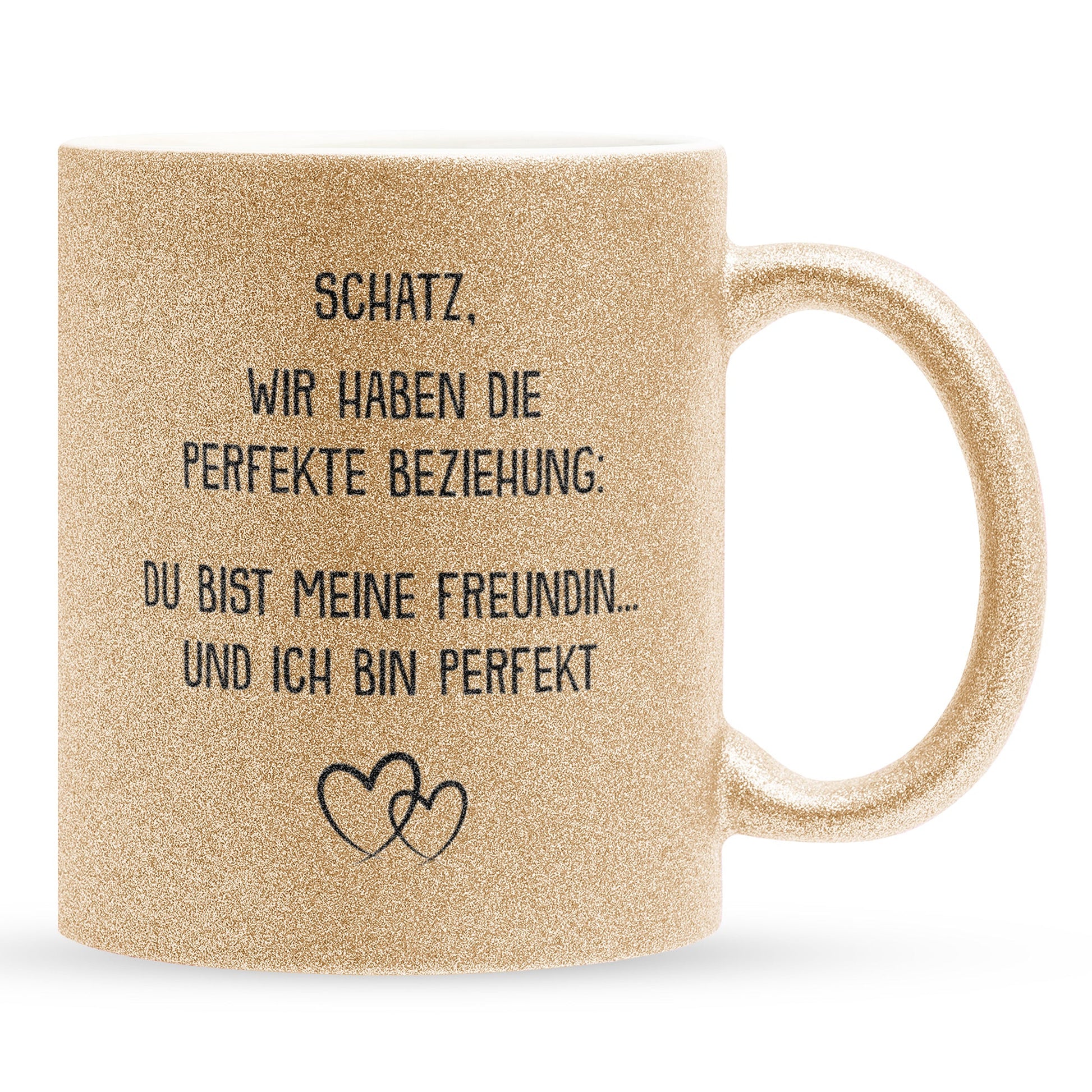 22Feels® Freundin Geschenk zum Jahrestag, Valentinstag etc. - Glitzertasse mit Spruch (Gold, 320ml)-Glitzertasse Gold 320ml-22Feels