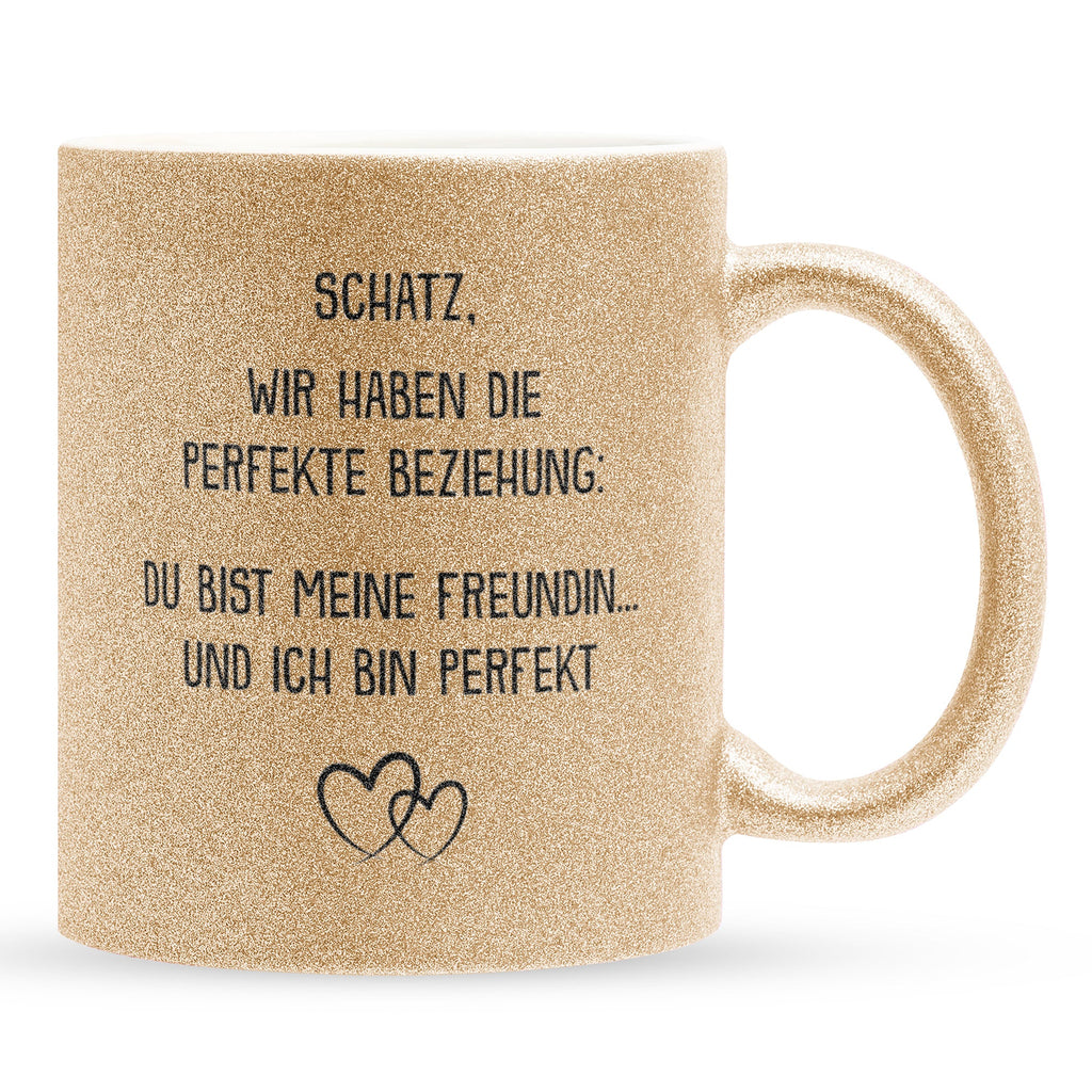 22Feels® Freundin Geschenk zum Jahrestag, Valentinstag etc. - Glitzertasse mit Spruch (Gold, 320ml)-Glitzertasse Gold 320ml-22Feels
