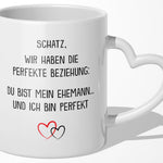 22Feels® Ehemann Geschenk zum Hochzeitstag, Valentinstag etc. - Tasse mit Spruch (Herzhenkel, Weiss, 320ml)-Tasse Weiss Herzhenkel 320ml-22Feels