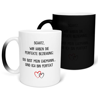 22Feels® Ehemann Geschenk zum Hochzeitstag, Valentinstag etc. - Zaubertasse mit Spruch (Matt-Schwarz und Weiss, 320ml)-Farbwechsel Tasse Matt 320ml-22Feels