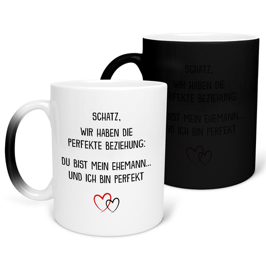 22Feels® Ehemann Geschenk zum Hochzeitstag, Valentinstag etc. - Zaubertasse mit Spruch (Matt-Schwarz und Weiss, 320ml)-Farbwechsel Tasse Matt 320ml-22Feels