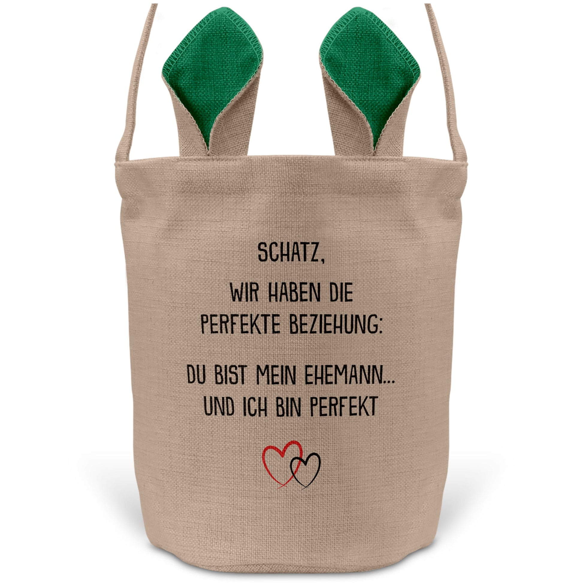 22Feels® Ehemann Osterkorb mit Henkel Ostergeschenk Tragetasche Ostern Deko Osternest Körbchen Hasenohren (Beige/Grün)-Ostern Tragetasche-22Feels