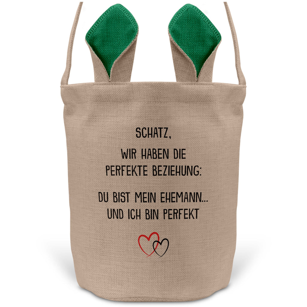 22Feels® Ehemann Osterkorb mit Henkel Ostergeschenk Tragetasche Ostern Deko Osternest Körbchen Hasenohren (Beige/Grün)-Ostern Tragetasche-22Feels