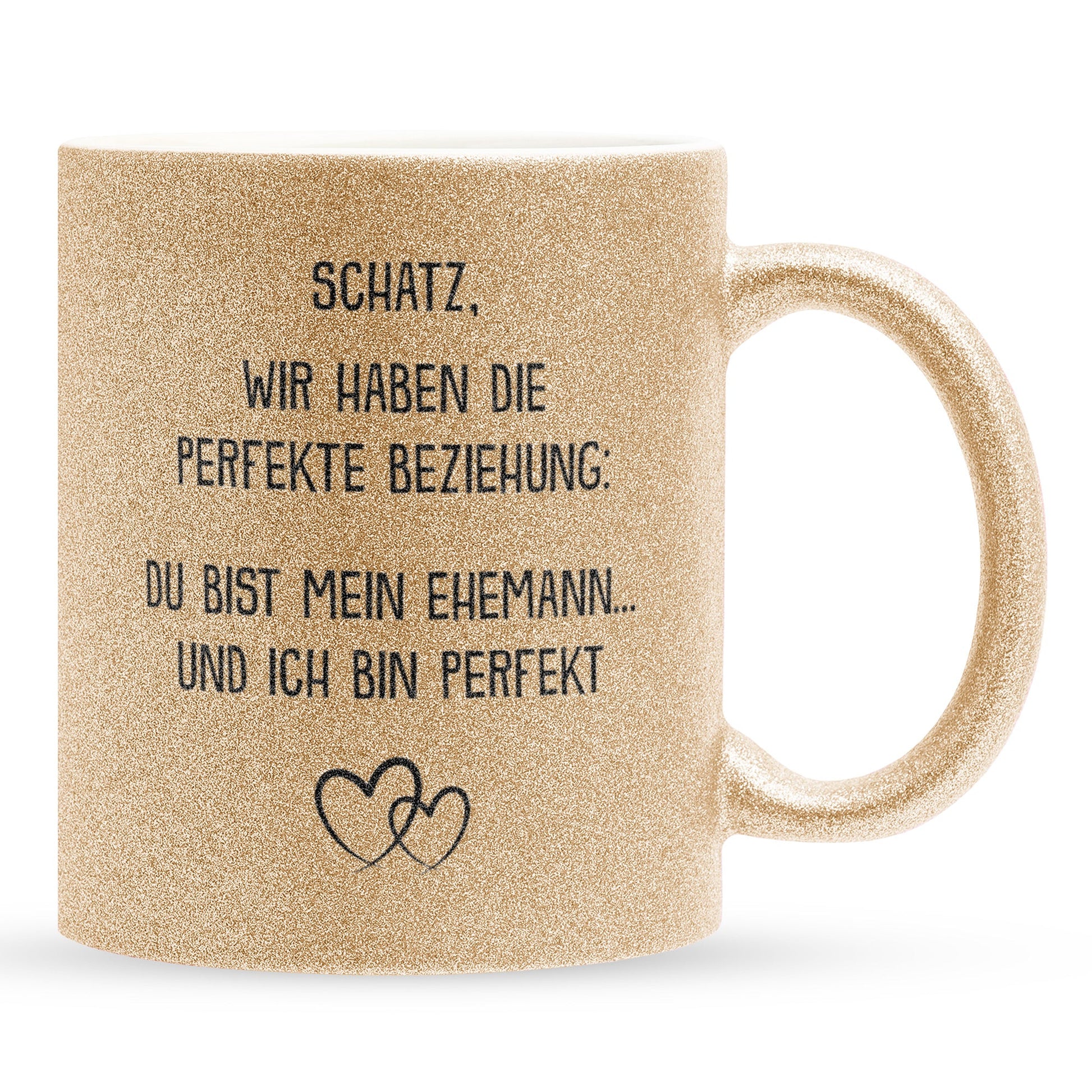 22Feels® Ehemann Geschenk zum Hochzeitstag, Valentinstag etc. - Glitzertasse mit Spruch (Gold, 320ml)-Glitzertasse Gold 320ml-22Feels