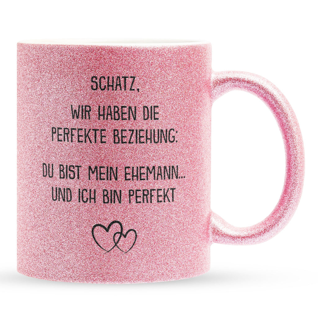 22Feels® Ehemann Geschenk zum Hochzeitstag, Valentinstag etc. - Glitzertasse mit Spruch (Pink, 320ml)-Glitzertasse Pink 320ml-22Feels