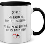 22Feels® Ehefrau Geschenk zum Hochzeitstag, Valentinstag etc. - Tasse mit Spruch (Weiss-Schwarz, 320ml)-TwoTone Tasse Weiss-Schwarz 320ml-22Feels