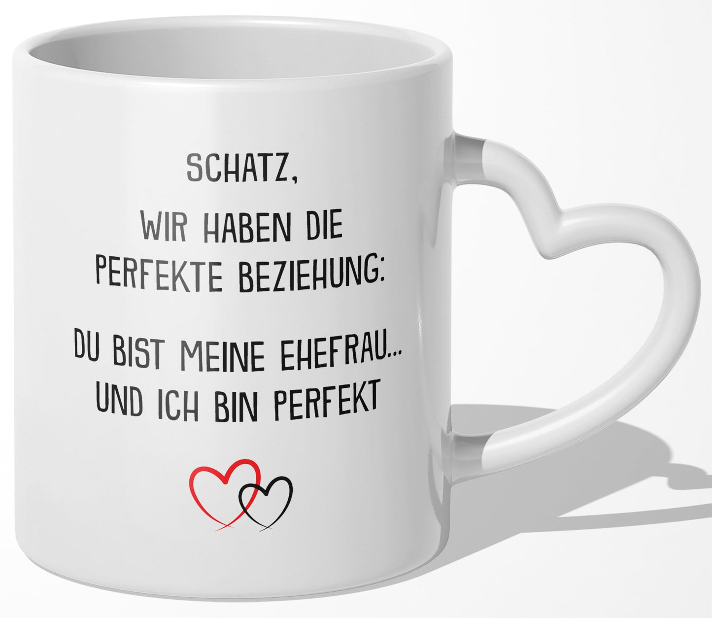 22Feels® Ehefrau Geschenk zum Hochzeitstag, Valentinstag etc. - Tasse mit Spruch (Herzhenkel, Weiss, 320ml)-Tasse Weiss Herzhenkel 320ml-22Feels