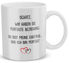 22Feels® Ehefrau Geschenk zum Hochzeitstag, Valentinstag etc. - Tasse mit Spruch: Die Perfekte Beziehung (Weiss, 320ml)-Weisse Tasse 320ml-22Feels