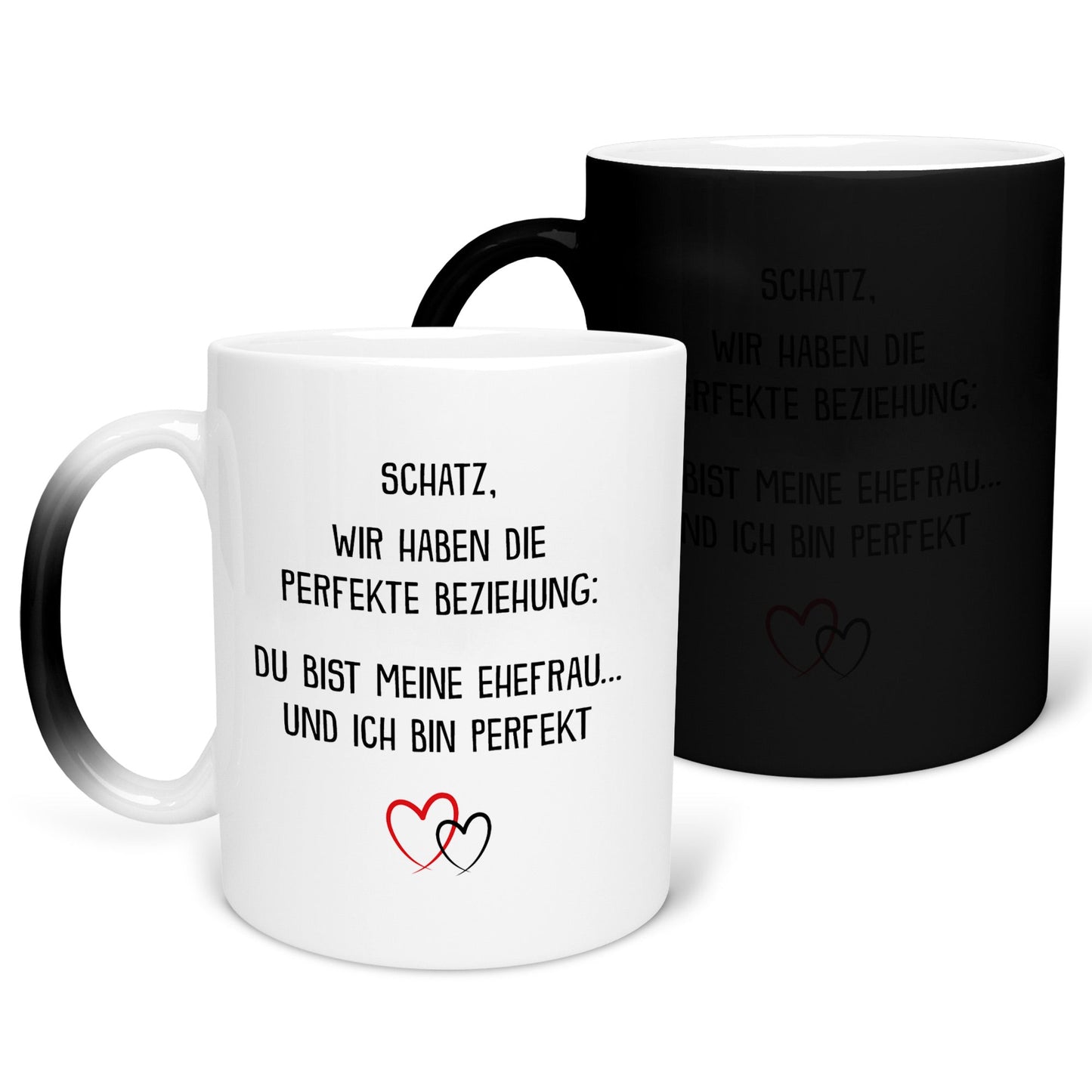 22Feels® Ehefrau Geschenk zum Hochzeitstag, Valentinstag etc. - Zaubertasse mit Spruch (Matt-Schwarz und Weiss, 320ml)-Farbwechsel Tasse Matt 320ml-22Feels