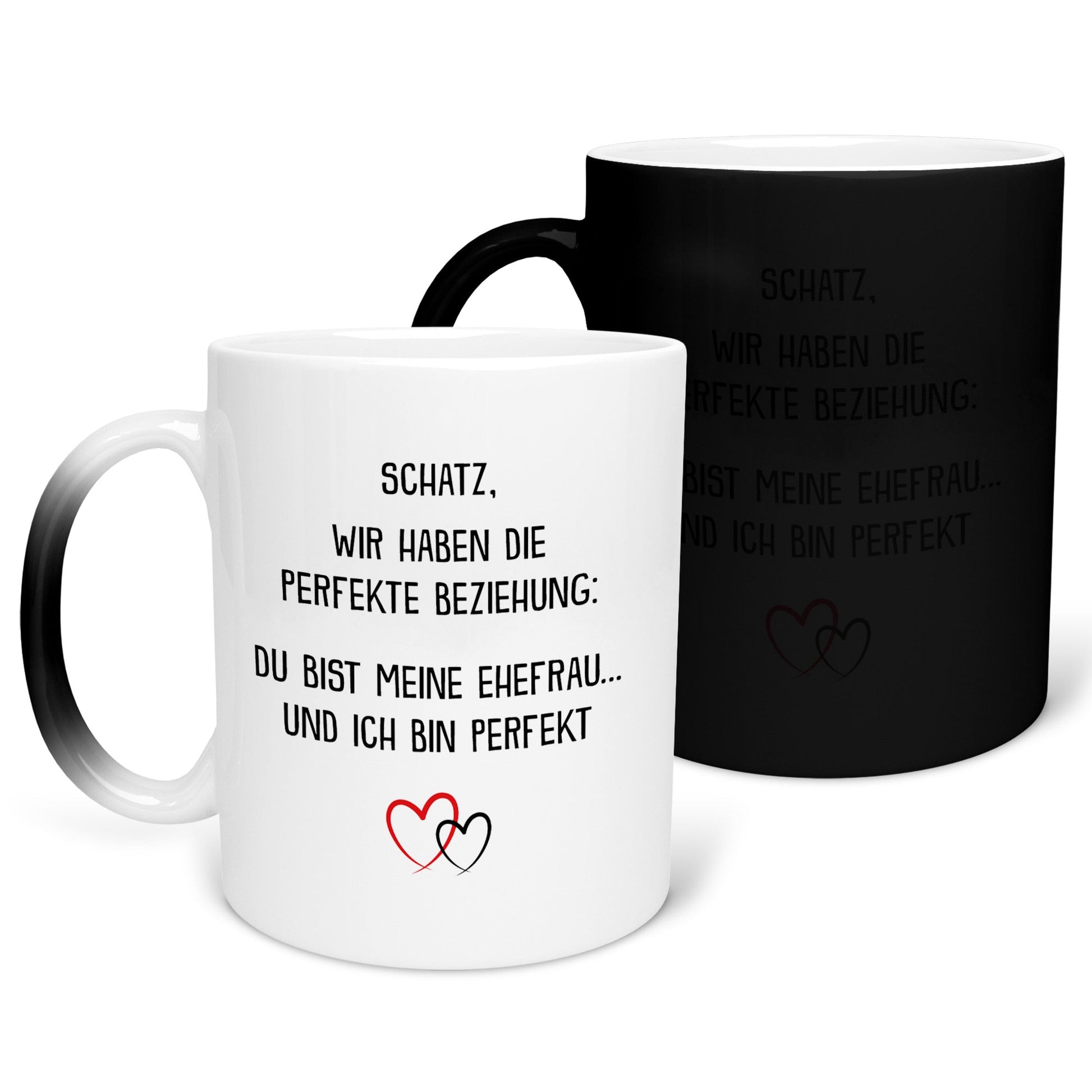 22Feels® Ehefrau Geschenk zum Hochzeitstag, Valentinstag etc. - Zaubertasse mit Spruch (Matt-Schwarz und Weiss, 320ml)-Farbwechsel Tasse Matt 320ml-22Feels