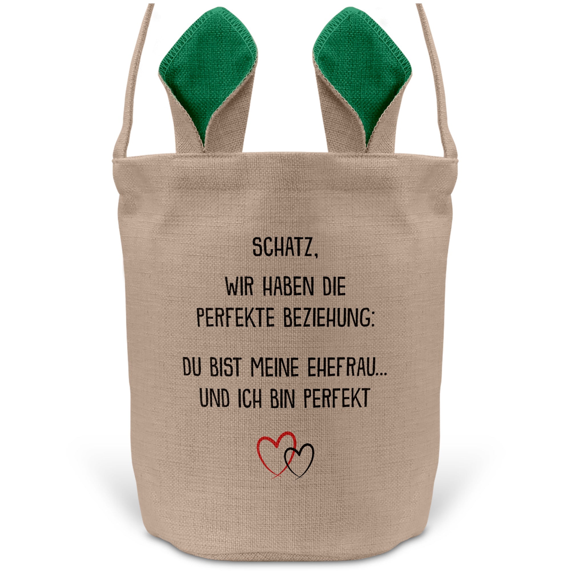 22Feels® Ehefrau Osterkorb mit Henkel Ostergeschenk Tragetasche Ostern Deko Osternest Körbchen Hasenohren (Beige/Grün)-Ostern Tragetasche-22Feels
