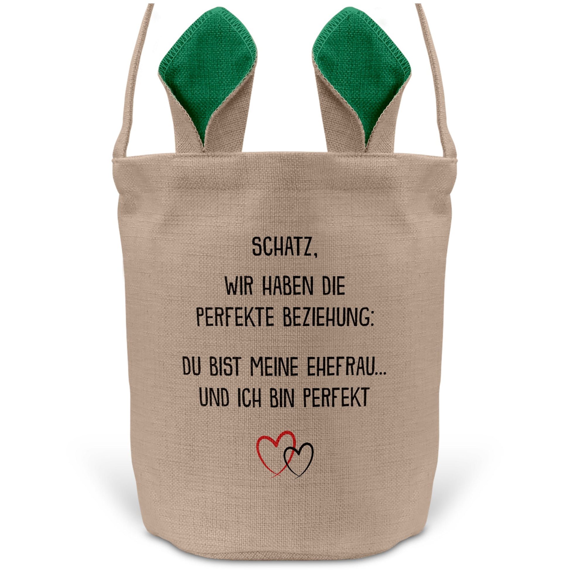 22Feels® Ehefrau Osterkorb mit Henkel Ostergeschenk Tragetasche Ostern Deko Osternest Körbchen Hasenohren (Beige/Grün)-Ostern Tragetasche-22Feels