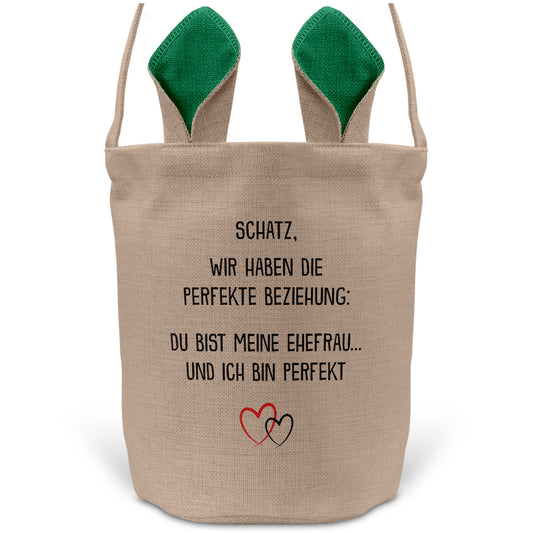 22Feels® Ehefrau Osterkorb mit Henkel Ostergeschenk Tragetasche Ostern Deko Osternest Körbchen Hasenohren (Beige/Grün)-Ostern Tragetasche-22Feels