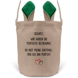 22Feels® Ehefrau Osterkorb mit Henkel Ostergeschenk Tragetasche Ostern Deko Osternest Körbchen Hasenohren (Beige/Grün)-Ostern Tragetasche-22Feels