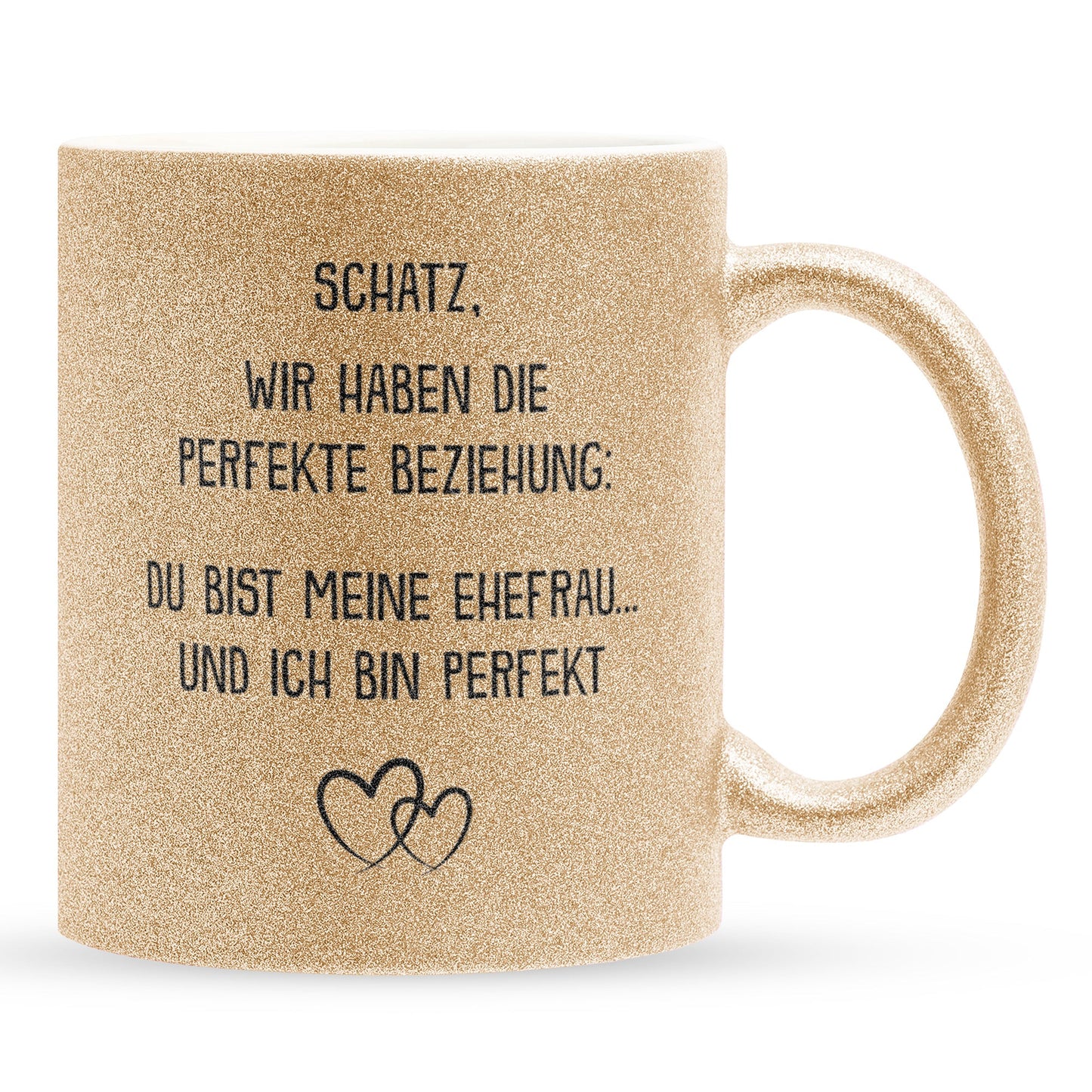22Feels® Ehefrau Geschenk zum Hochzeitstag, Valentinstag etc. - Glitzertasse mit Spruch (Gold, 320ml)-Glitzertasse Gold 320ml-22Feels
