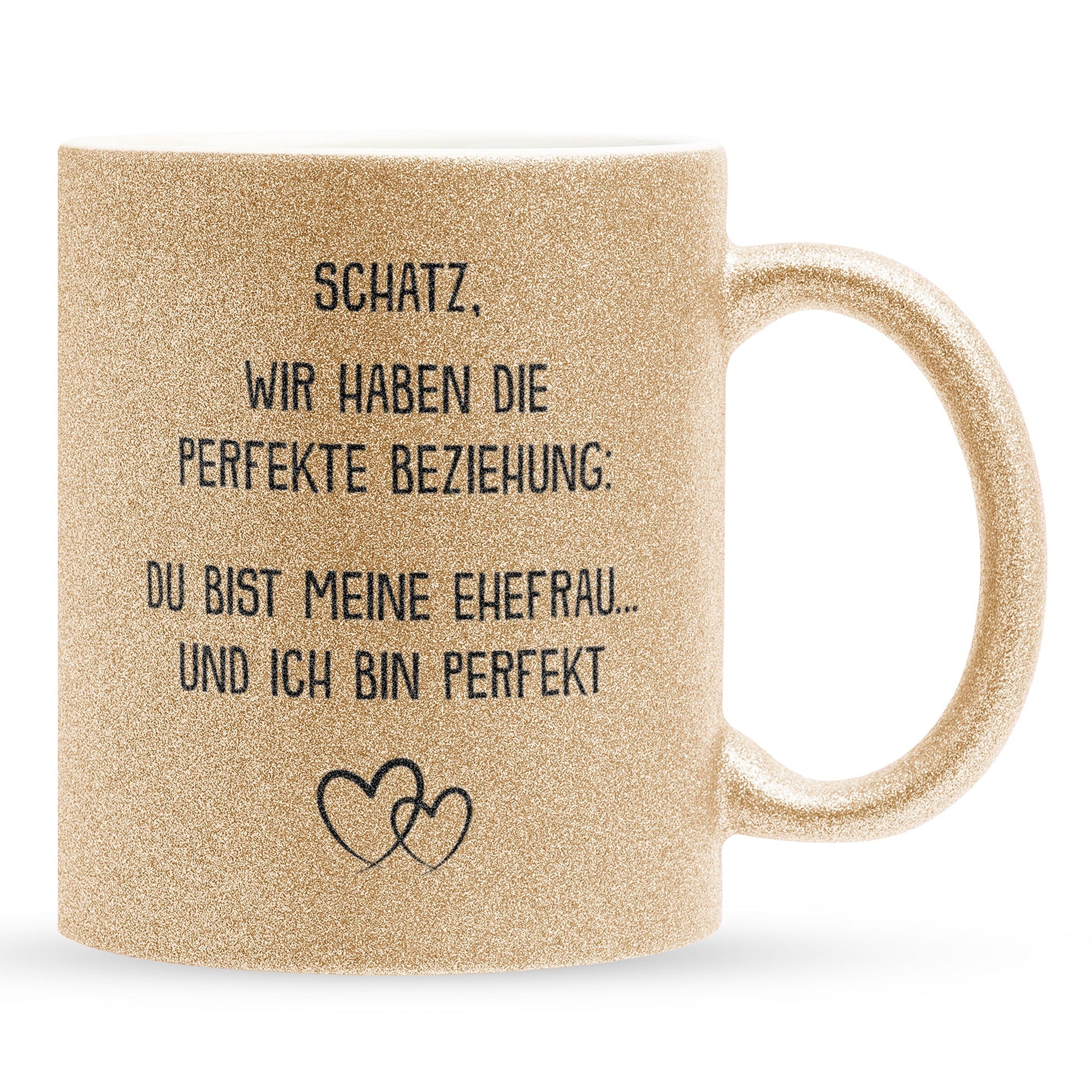 22Feels® Ehefrau Geschenk zum Hochzeitstag, Valentinstag etc. - Glitzertasse mit Spruch (Gold, 320ml)-Glitzertasse Gold 320ml-22Feels
