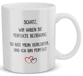 22Feels® Verlobter Geschenk - Tasse mit Spruch: Die Perfekte Beziehung (Weiss, 320ml)-Weisse Tasse 320ml-22Feels