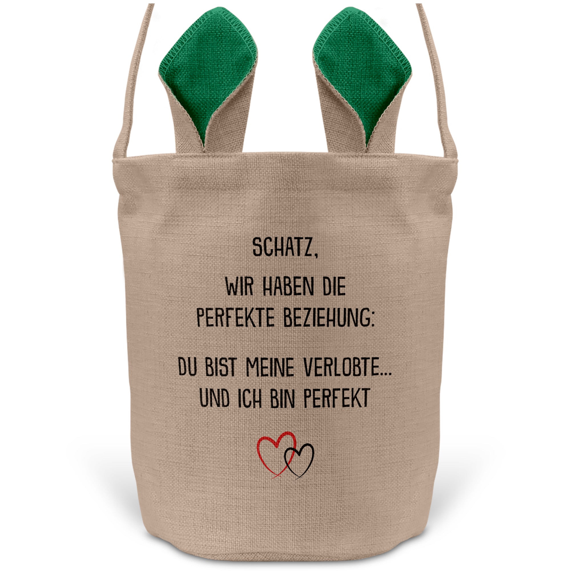 22Feels® Verlobte Frauen Osterkorb mit Henkel Ostergeschenk Tragetasche Ostern Deko Osternest Körbchen Hasenohren (Beige/Grün)-Ostern Tragetasche-22Feels