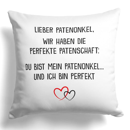 22Feels® Patenonkel Geschenk - Kissen mit Spruch (Weiss 40x40cm)-Kissen Weiss 40x40-22Feels