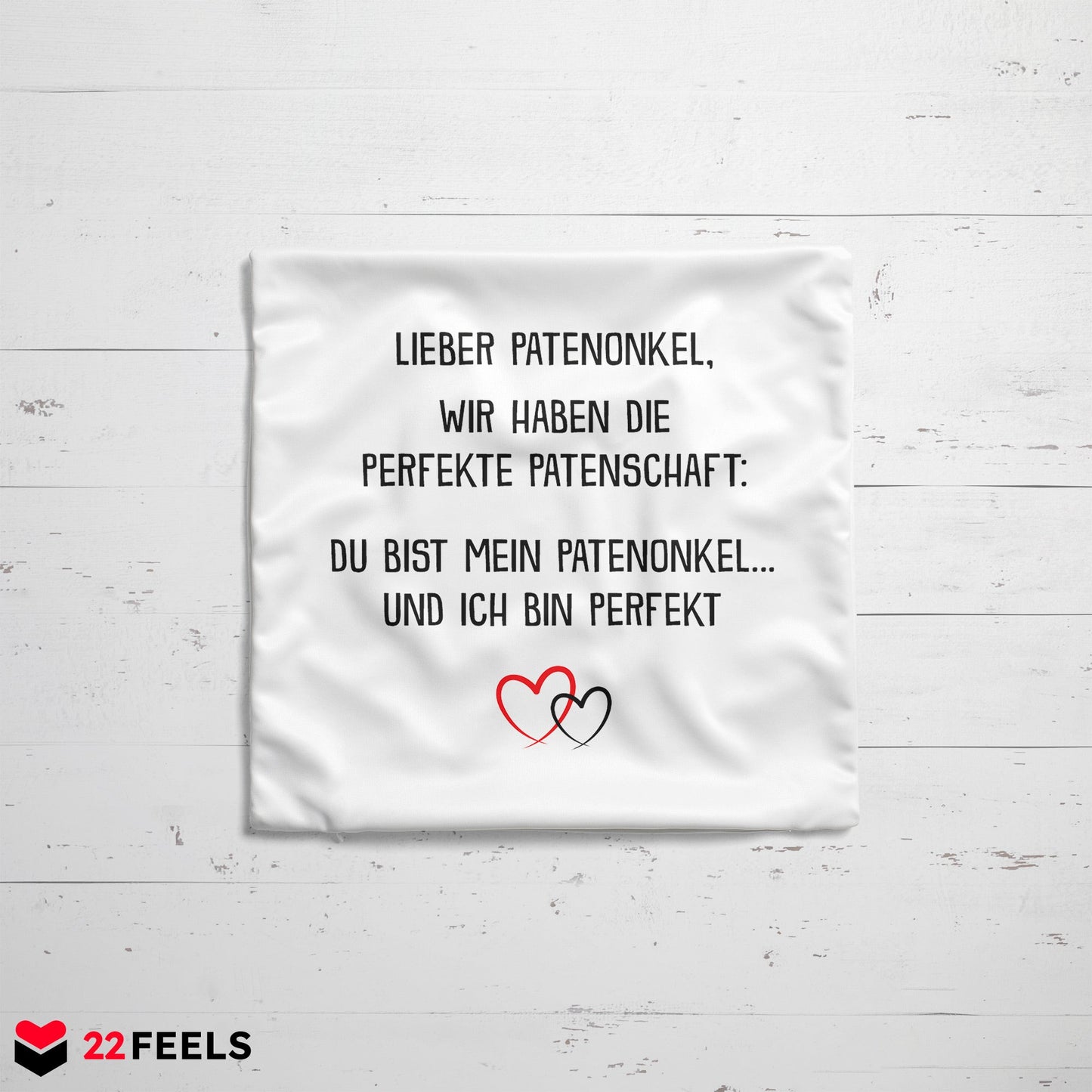 22Feels® Patenonkel Geschenk - Kissen mit Spruch (Weiss 40x40cm)-Kissen Weiss 40x40-22Feels