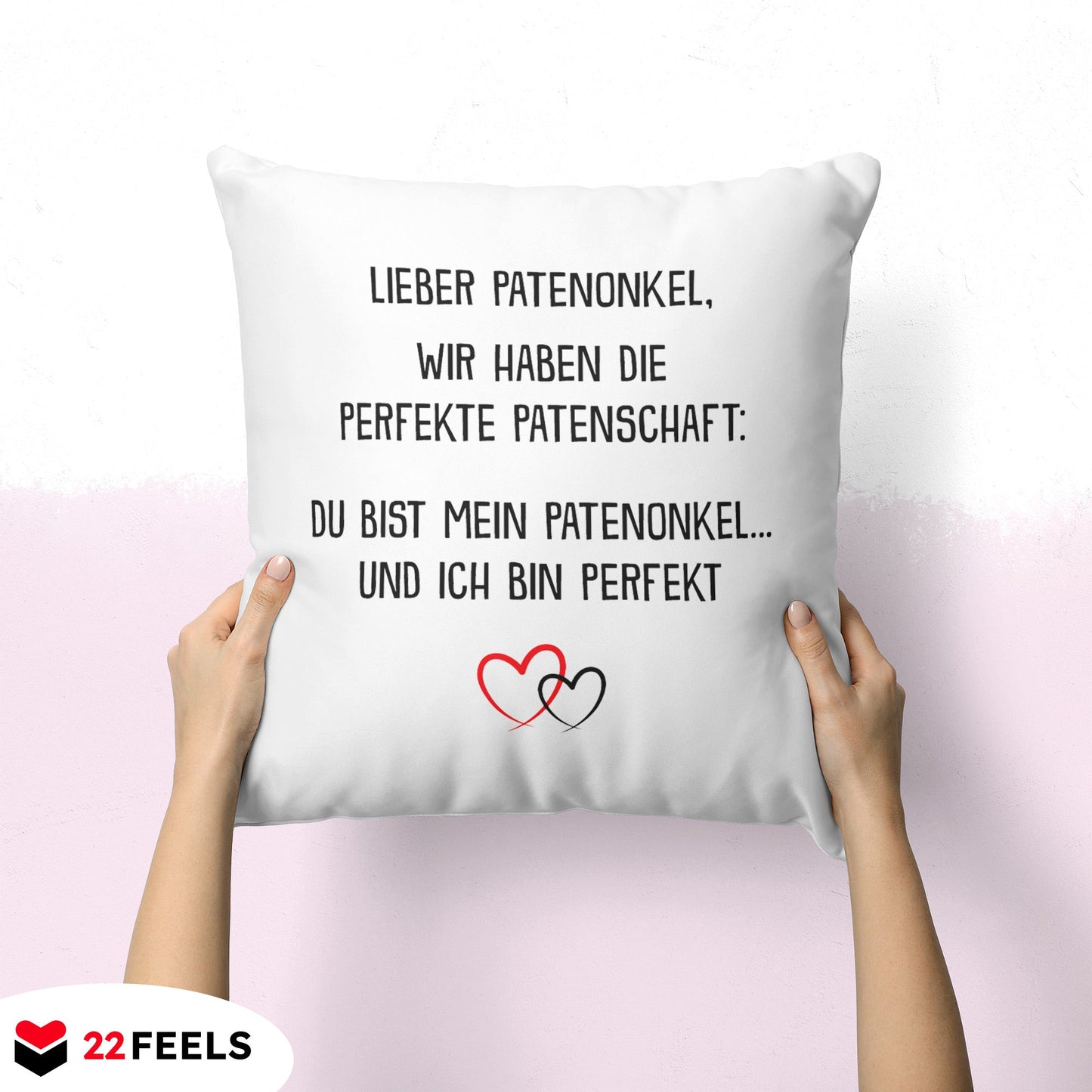 22Feels® Patenonkel Geschenk - Kissen mit Spruch (Weiss 40x40cm)-Kissen Weiss 40x40-22Feels