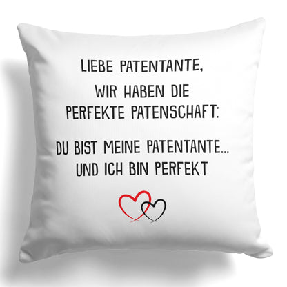 22Feels® Patentante Geschenk - Kissen mit Spruch (Weiss 40x40cm)-Kissen Weiss 40x40-22Feels