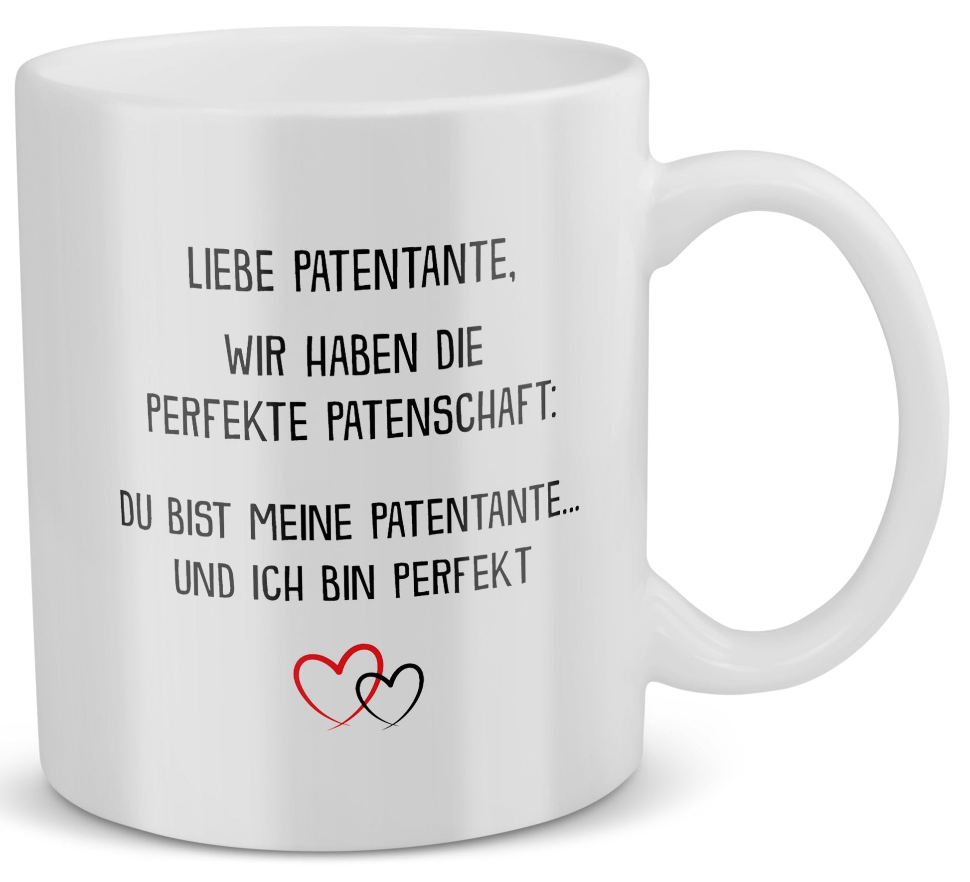 22Feels® Patentante Geschenk - Tasse mit Spruch: Die Perfekte Patenschaft (Weiss, 320ml)-Weisse Tasse 320ml-22Feels
