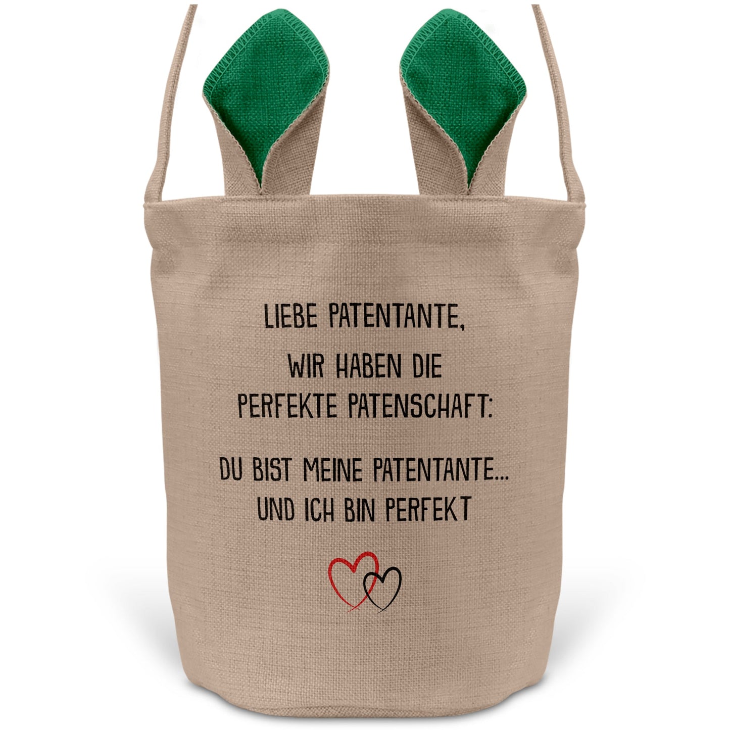 22Feels® Patentante Patin Osterkorb mit Henkel Ostergeschenk Tragetasche Ostern Deko Osternest Körbchen Hasenohren (Beige/Grün)-Ostern Tragetasche-22Feels