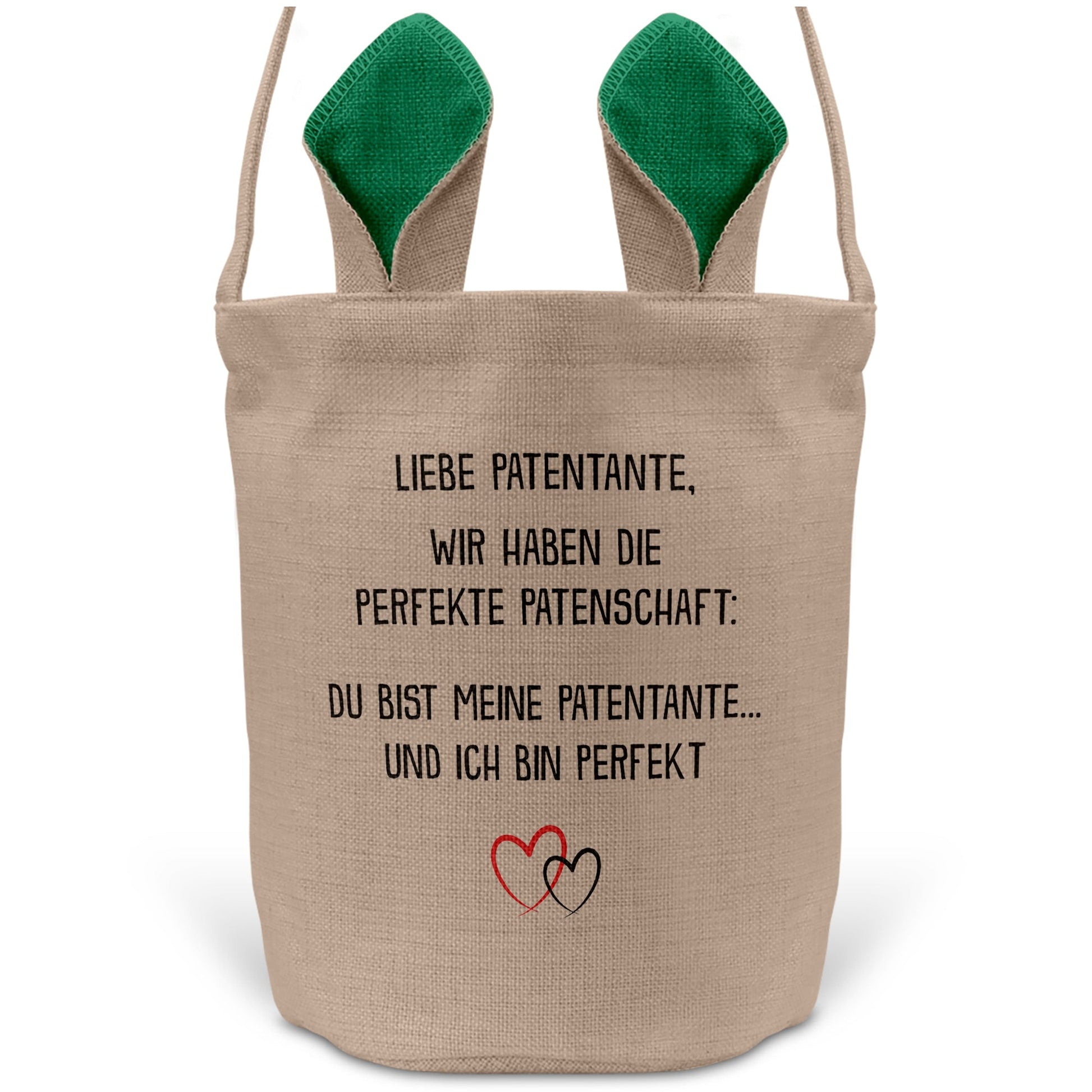 22Feels® Patentante Patin Osterkorb mit Henkel Ostergeschenk Tragetasche Ostern Deko Osternest Körbchen Hasenohren (Beige/Grün)-Ostern Tragetasche-22Feels