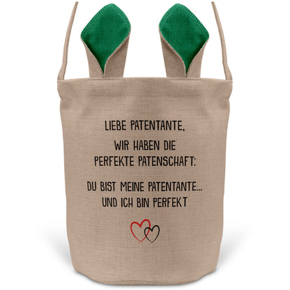 22Feels® Patentante Patin Osterkorb mit Henkel Ostergeschenk Tragetasche Ostern Deko Osternest Körbchen Hasenohren (Beige/Grün)-Ostern Tragetasche-22Feels