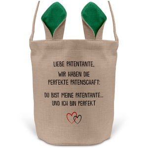 22Feels® Patentante Patin Osterkorb mit Henkel Ostergeschenk Tragetasche Ostern Deko Osternest Körbchen Hasenohren (Beige/Grün)-Ostern Tragetasche-22Feels