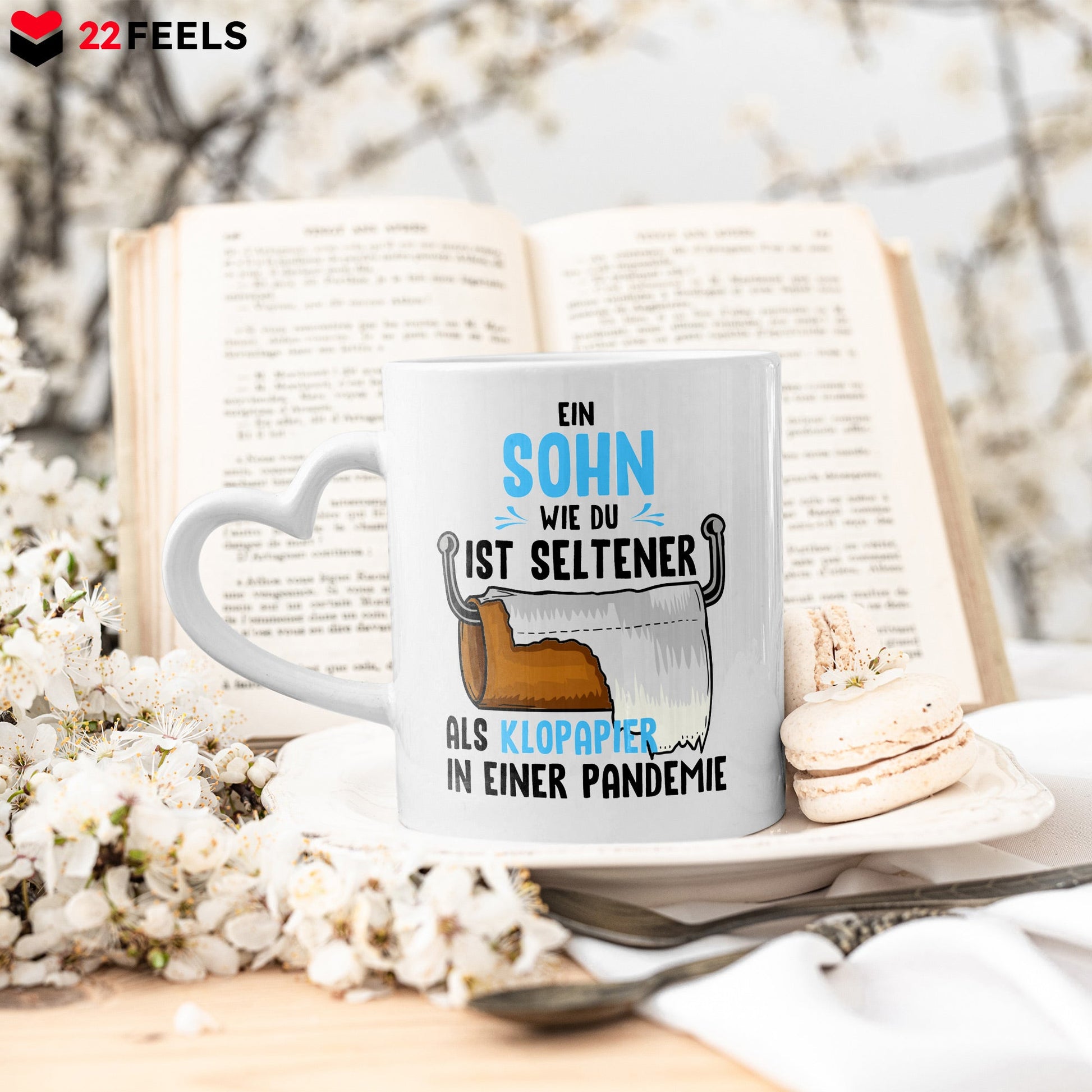 22Feels® Sohn Geschenk - Tasse mit Spruch (Herzhenkel, Weiss, 320ml)-Tasse Weiss Herzhenkel 320ml-22Feels