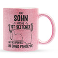 22Feels® Sohn Geschenk - Glitzertasse mit Spruch (Pink, 320ml)-Glitzertasse Pink 320ml-22Feels