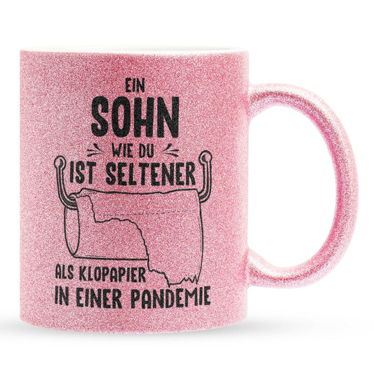 22Feels® Sohn Geschenk - Glitzertasse mit Spruch (Pink, 320ml)-Glitzertasse Pink 320ml-22Feels