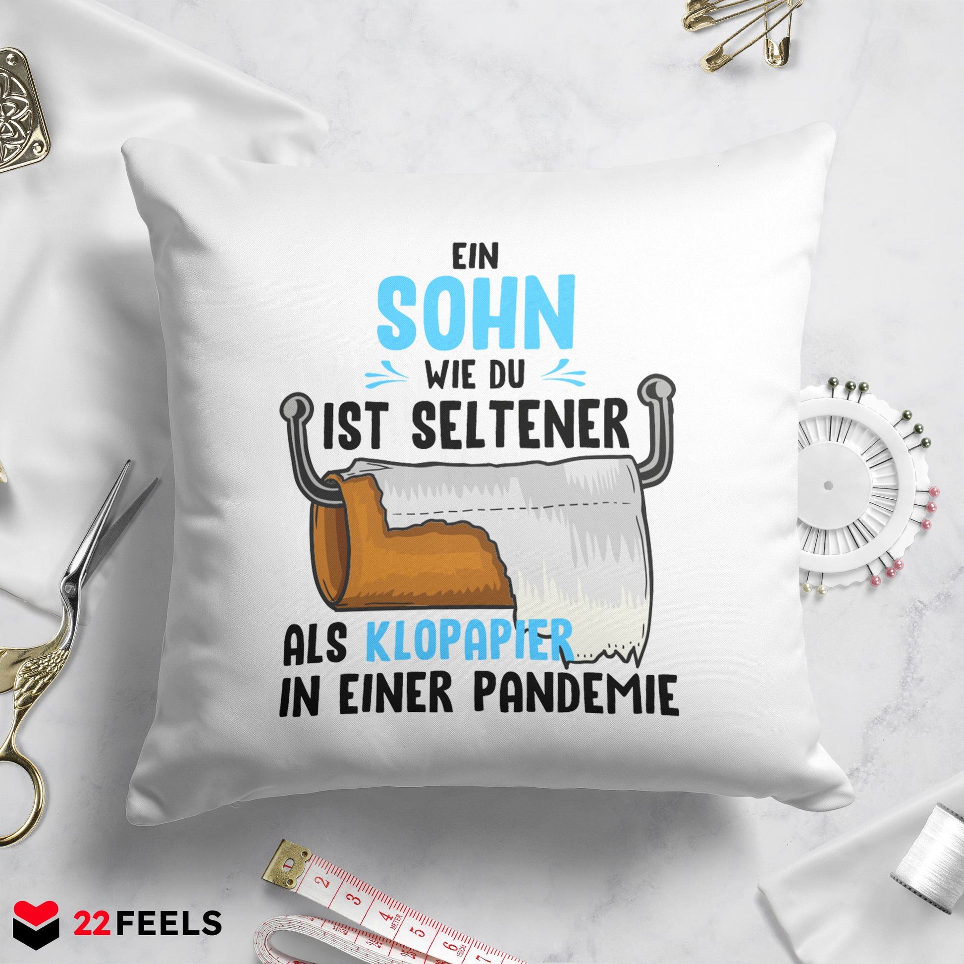22Feels® Sohn Geschenk - Kissen mit Spruch (Weiss 40x40cm)-Kissen Weiss 40x40-22Feels