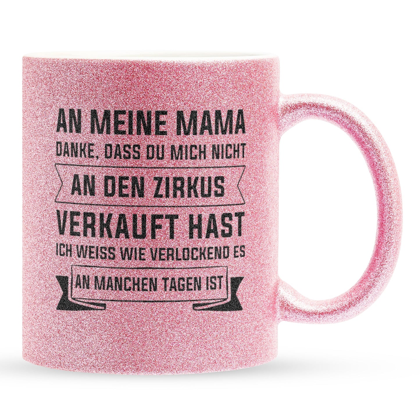 22Feels® Mama Geschenk - Glitzertasse mit Spruch (Pink, 320ml)-Glitzertasse Pink 320ml-22Feels