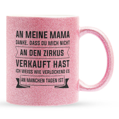 22Feels® Mama Geschenk - Glitzertasse mit Spruch (Pink, 320ml)-Glitzertasse Pink 320ml-22Feels