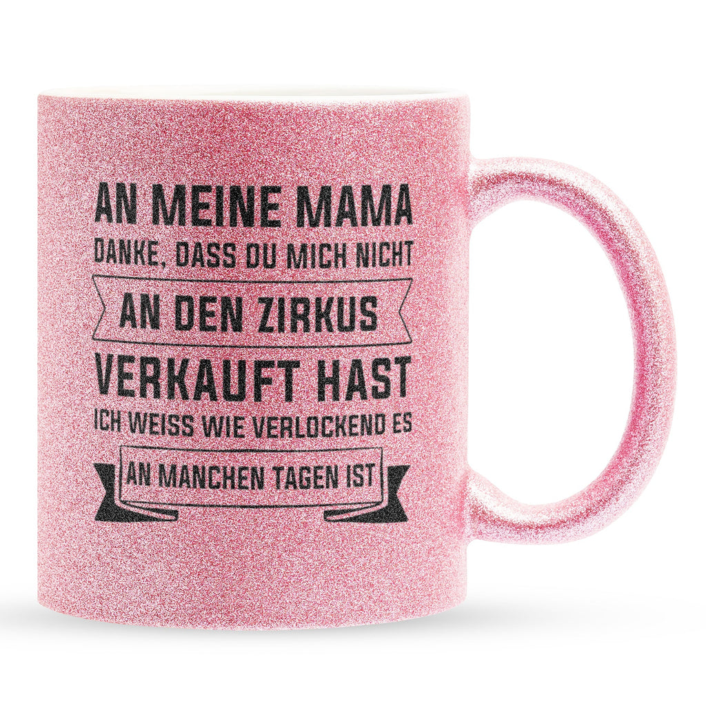 22Feels® Mama Geschenk - Glitzertasse mit Spruch (Pink, 320ml)-Glitzertasse Pink 320ml-22Feels