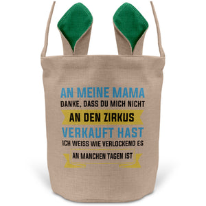 22Feels® Mama Osterkorb Mutter mit Henkel Ostergeschenk Tragetasche Ostern Deko Osternest Körbchen Hasenohren (Beige/Grün)-Ostern Tragetasche-22Feels