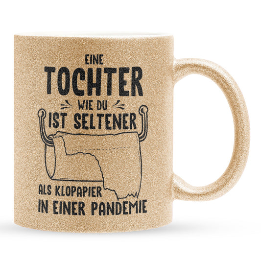 22Feels® Tochter Geschenk - Glitzertasse mit Spruch (Gold, 320ml)-Glitzertasse Gold 320ml-22Feels