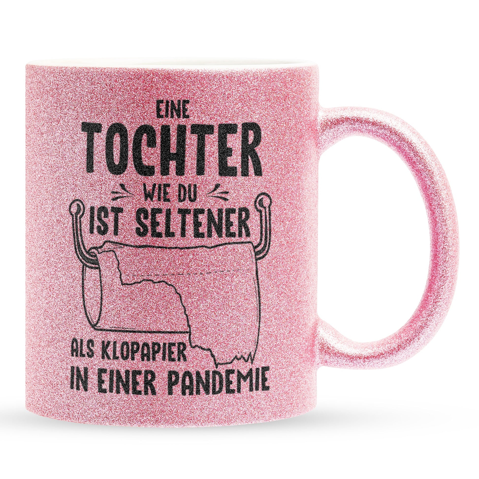 22Feels® Tochter Geschenk - Glitzertasse mit Spruch (Pink, 320ml)-Glitzertasse Pink 320ml-22Feels