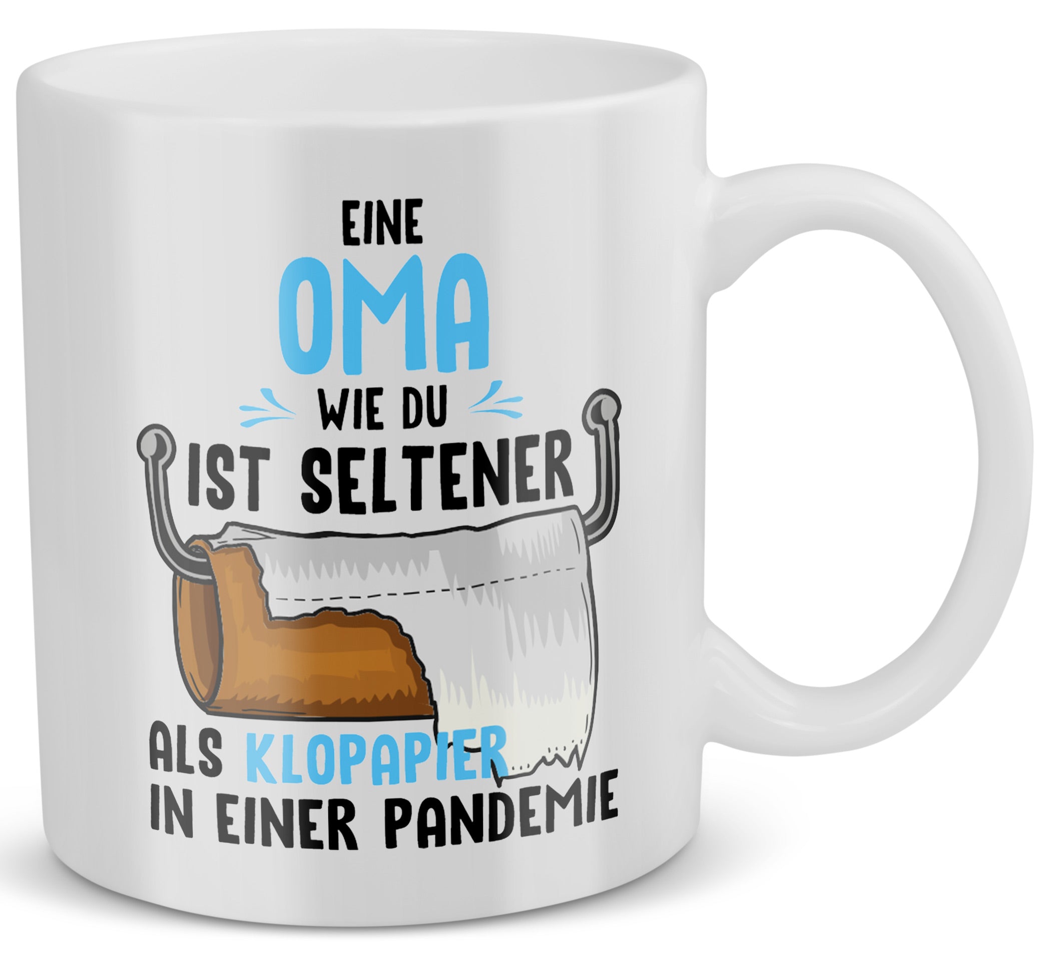 22Feels® Geschenk für Omas - Tasse mit Spruch: Seltener Als Klopapier (Weiss, 320ml)-Weisse Tasse 320ml-22Feels