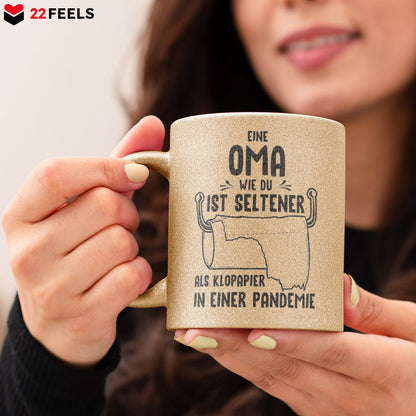22Feels® Oma Geschenk - Glitzertasse mit Spruch (Gold, 320ml)-Glitzertasse Gold 320ml-22Feels