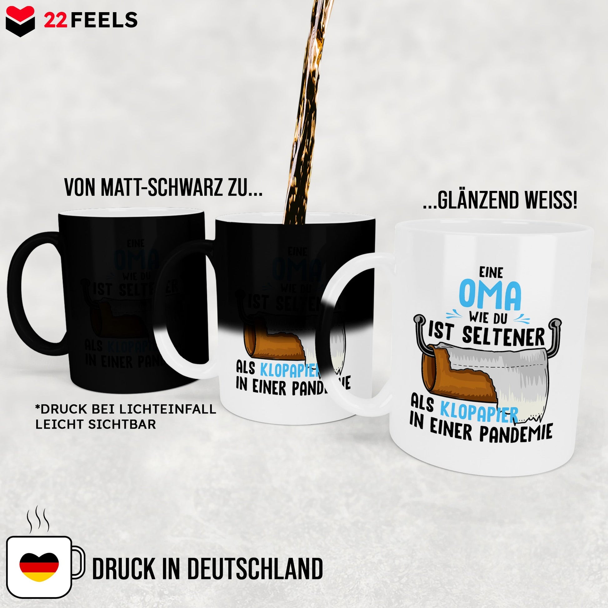22Feels® Oma Geschenk - Zaubertasse mit Spruch (Matt-Schwarz und Weiss, 320ml)-Farbwechsel Tasse Matt 320ml-22Feels